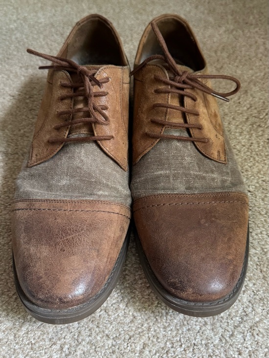 Clarks Other - Clarks Brown Canvas and Suede Cap-Toe Oxfords